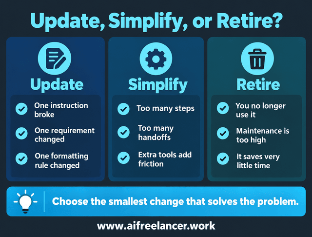 questions to ask if you will update, simplify, or retire an AI workflow